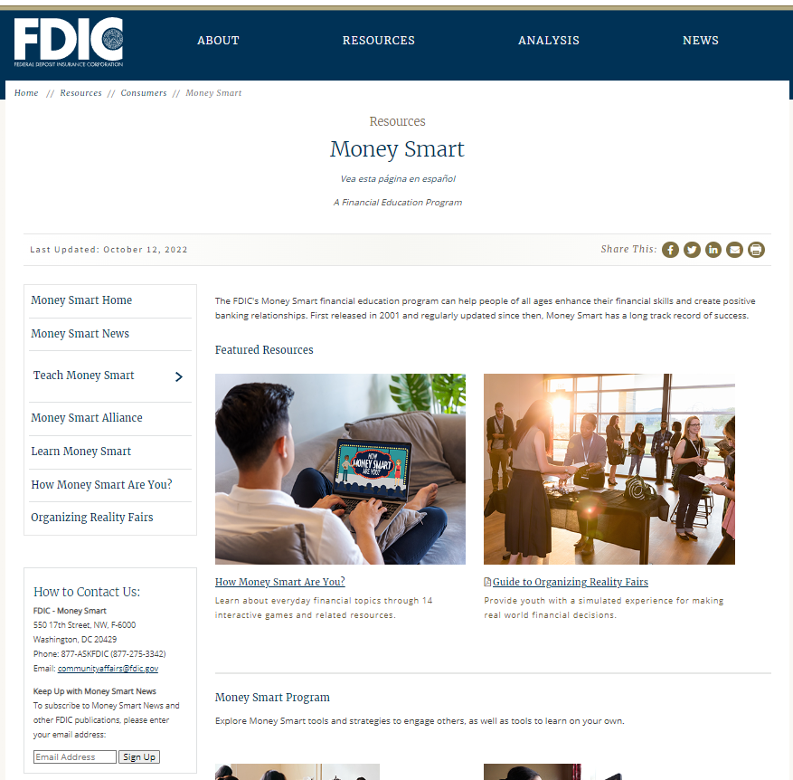 FDIC money smart guide