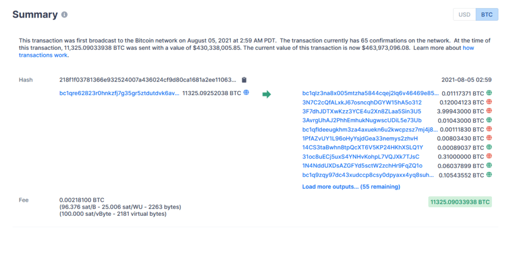 Massive bitcoin transaction