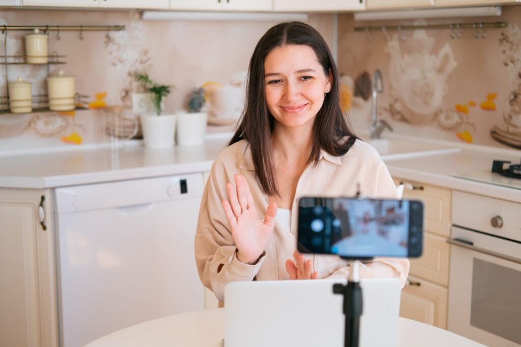 Women recording herself for social media