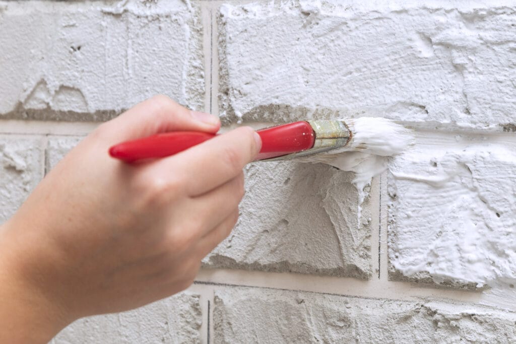 whitewashed fireplace