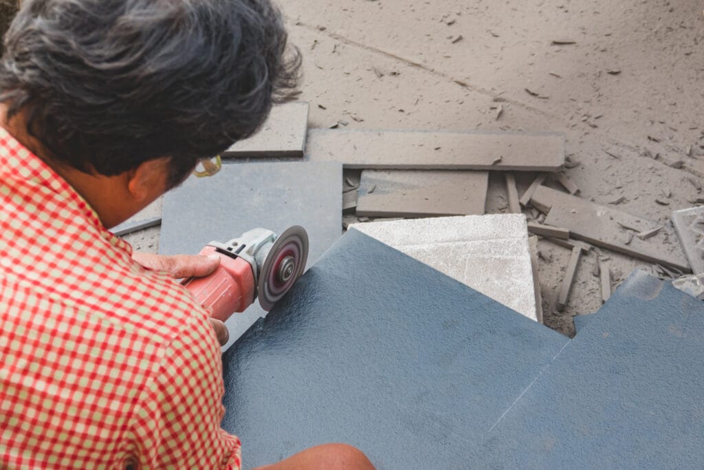 tile around fireplace