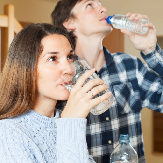 couple drinking water